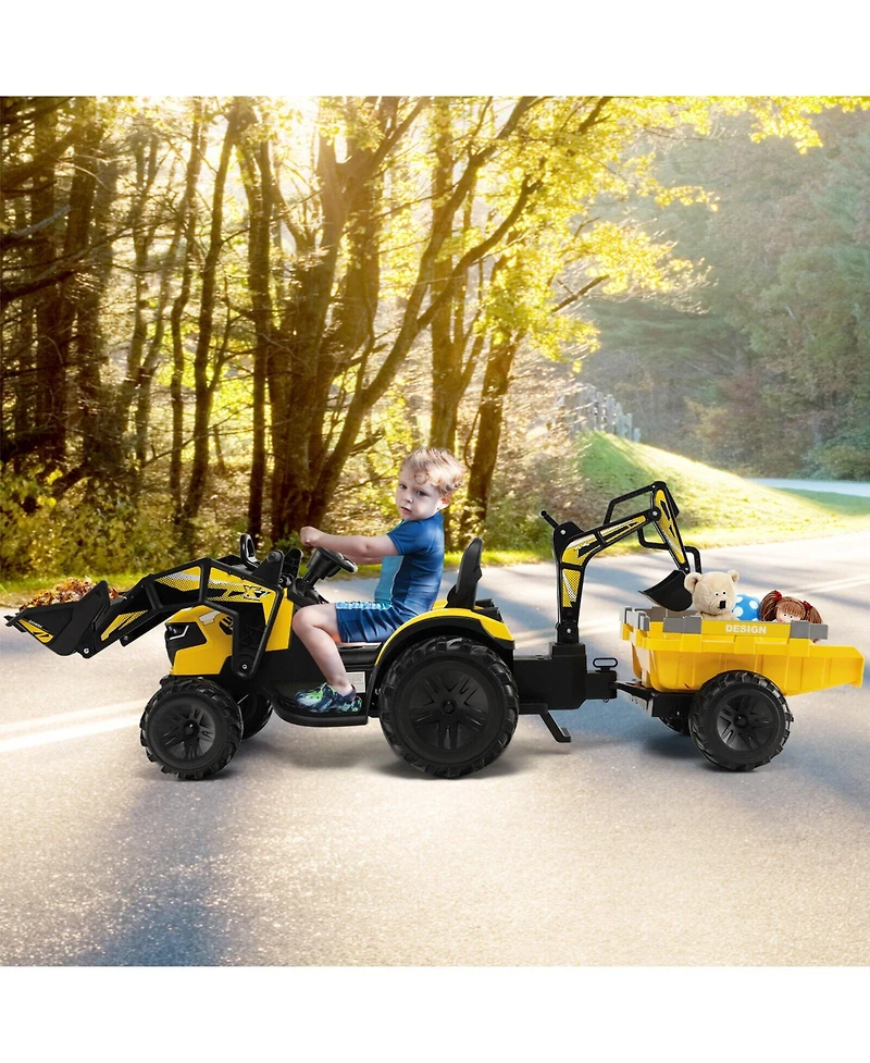 12V 3 in 1 Kids Ride On Excavator with Shovel Bucket and Music
