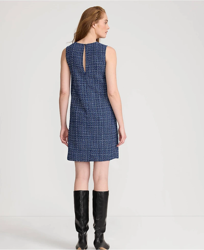 Lands' End Women's Washable Tweed Sleeveless Above the Knee Dress