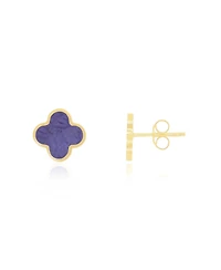 The Lovery Small Amethyst Clover Stud Earrings 14K Gold