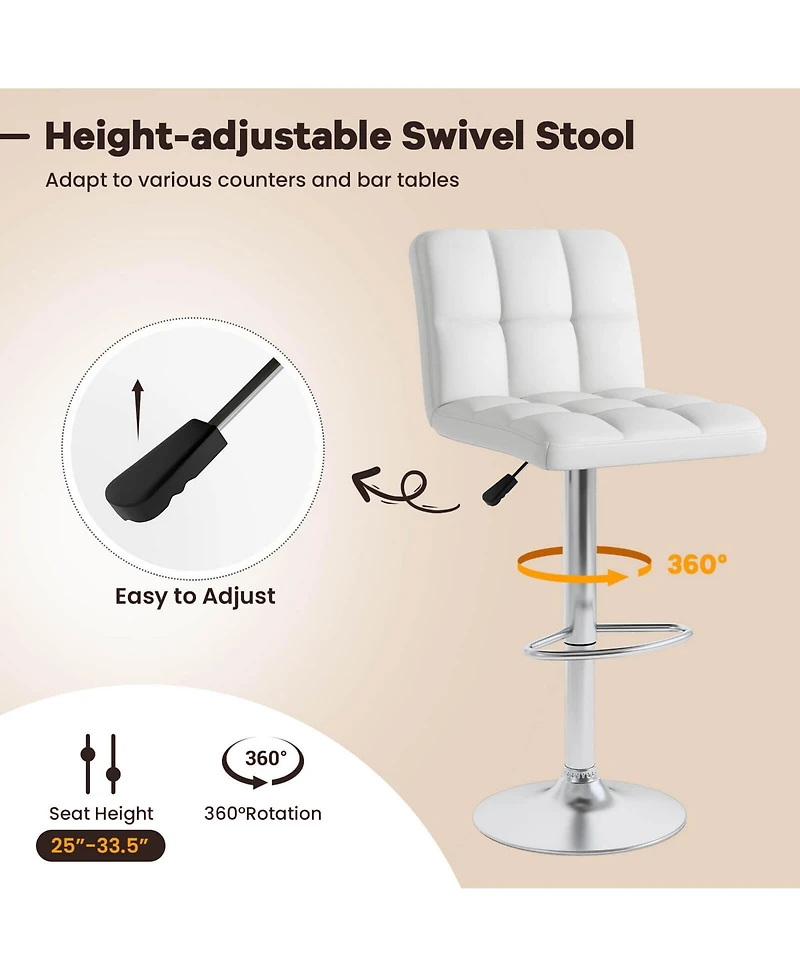 Modern Swivel Bar Stools Set of with Heavy-duty Metal Base & Footrest Back