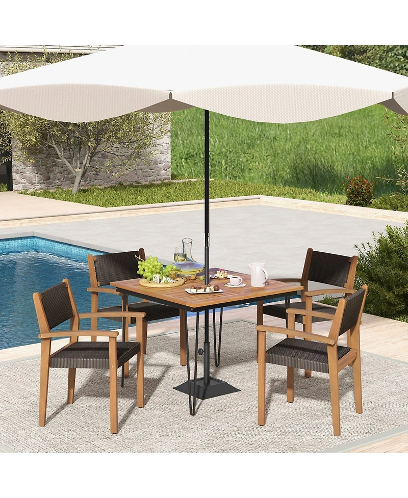 Set of 2 Stackable Outdoor Wicker Dining Chair