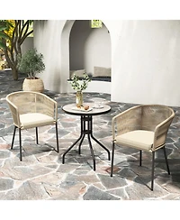 Patio Chairs Set of 4 with Curved Backrest and Seat Cushion for Patio