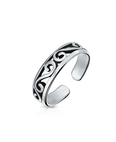 Bling Jewelry Open Spiral Celtic Scroll Wide Midi Toe Ring in Oxidized Sterling Silver