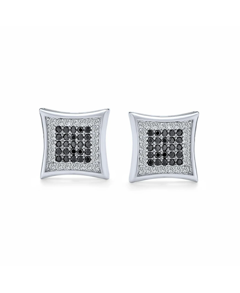 Bling Jewelry Contemporary 12MM Black & White Cz Stud Earrings in Sterling Silver
