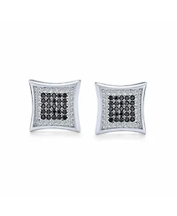 Bling Jewelry Contemporary 12MM Black & White Cz Stud Earrings in Sterling Silver