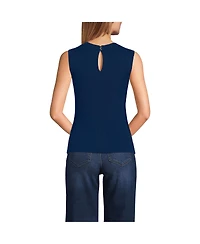 Lands' End Women's Fine Gauge Baby Cable Crew Neck Sleeveless Sweater - Set Top