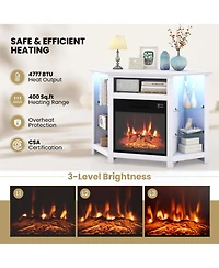 Fireplace Corner Tv Stand with Led Lights and Smart App Control for Tv