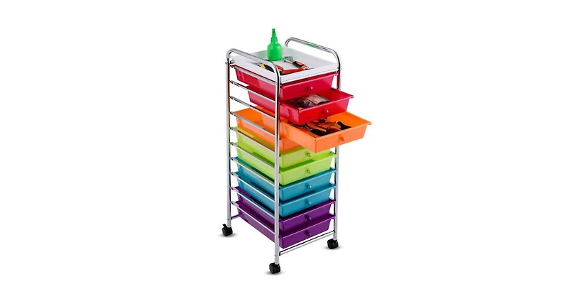 10 Drawers Rolling Organizer Cart Craft Utility Mobile Trolley