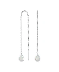 Bling Jewelry Pear Shaped Dangle Earrings with Opal Inlay on Sterling Silver Chain