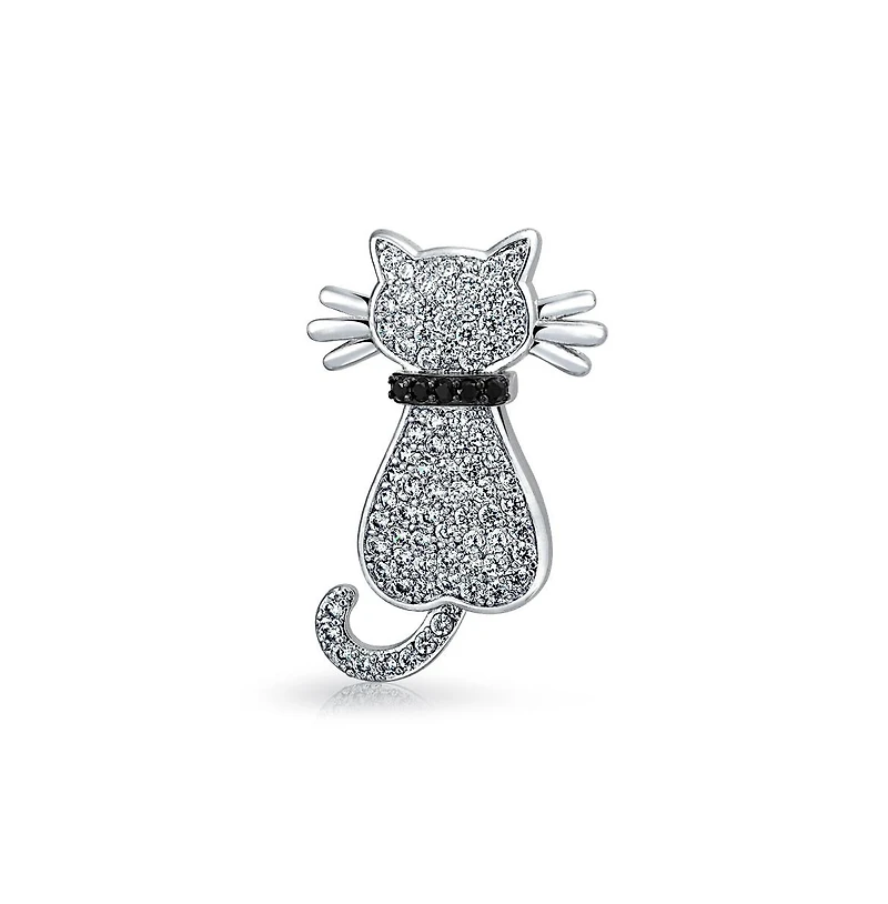 Bling Jewelry Cute Animal Lover Cz Kitty Cat Brooche Pin Cubic Zirconia