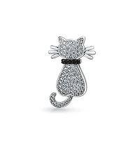 Bling Jewelry Cute Animal Lover Cz Kitty Cat Brooche Pin Cubic Zirconia
