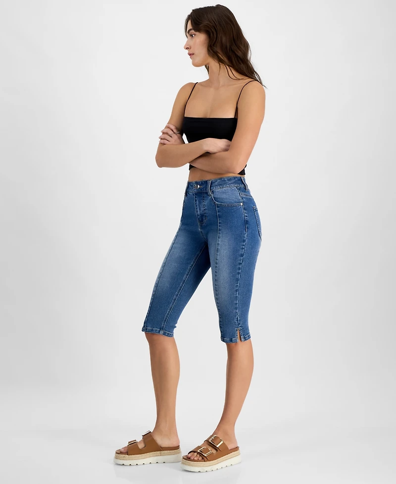 Dollhouse Juniors' Seam Front High-Rise Capri Jeans