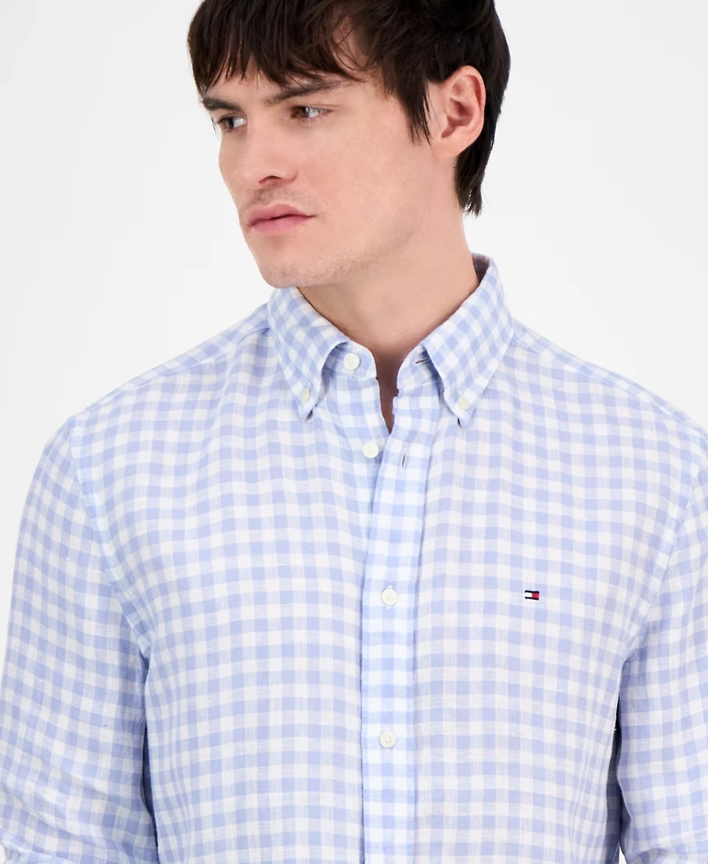 Tommy Hilfiger Men's Slim-Fit Gingham Linen Shirt