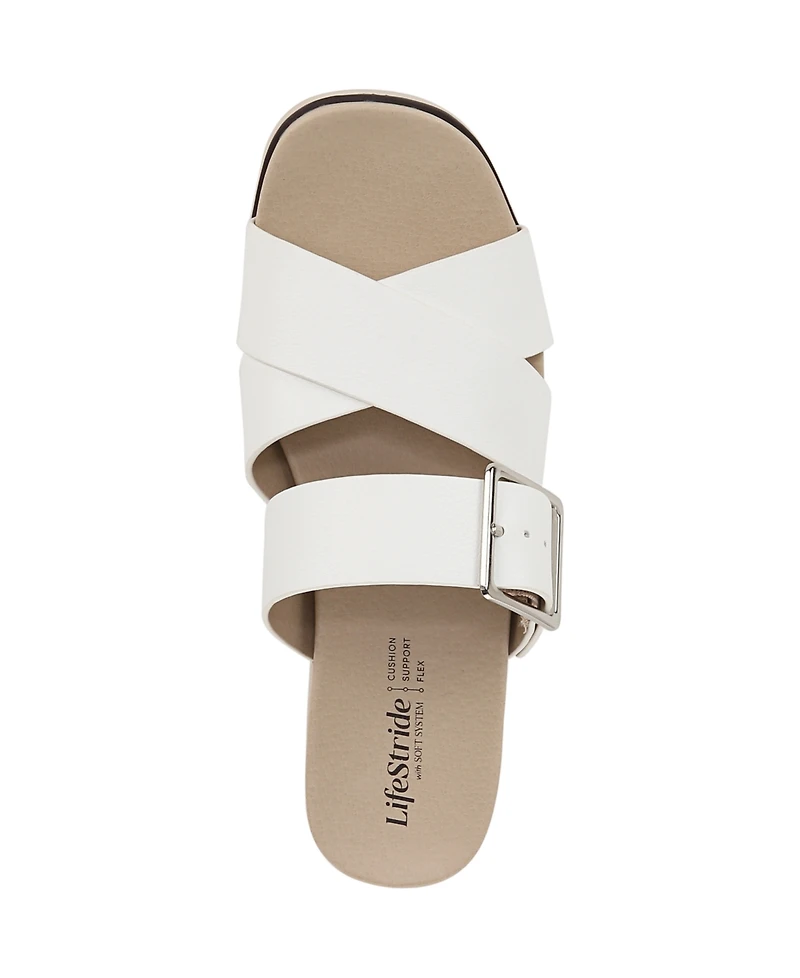 LifeStride Women's Getaway Open Square Toe Platform Slide Sandals