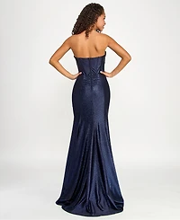Emerald Sundae Juniors' Glittered Satin Corset Gown