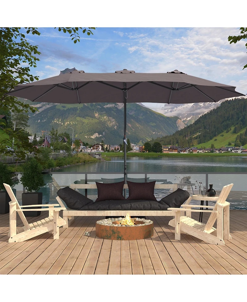 15 Ft Patio Umbrella with Base Included Outdoor Double-sided Umbrella Extra Large Patio Umbrella Patio Table Umbrella for Patio With Base