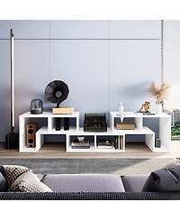 3 Pieces Tv Console Stand Modern Entertainment Center Storage Bookcase