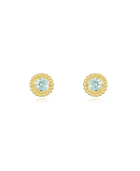The Lovery Aquamarine Bezel Beaded Stud Earrings 14K Gold