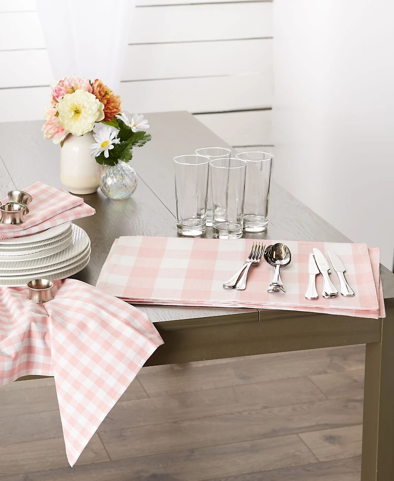 Design Imports Pink Buffalo Check Placemat, Set of 4
