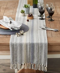 Design Imports Braided Stripe Jacquard Fringe Table Runner, 15" x 108"