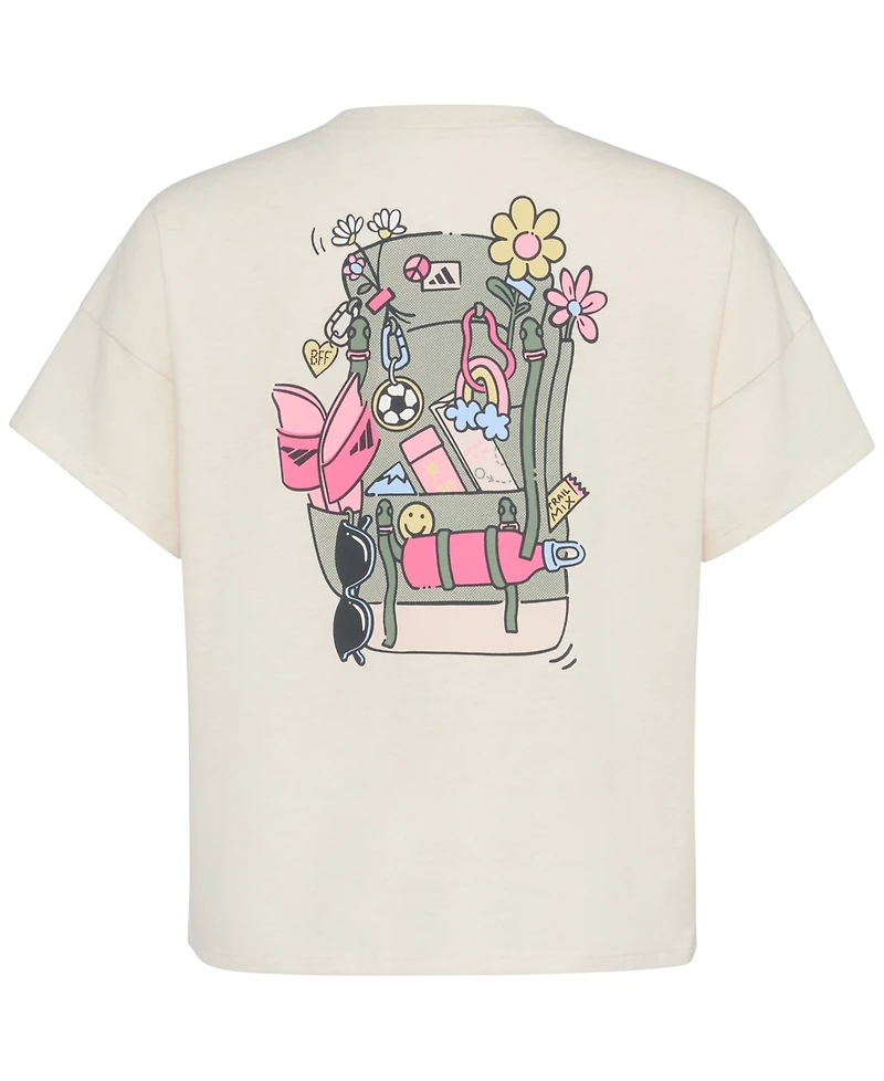 adidas Big Girls Logo Graphic Short-Sleeve Drop-Shoulder T-Shirt