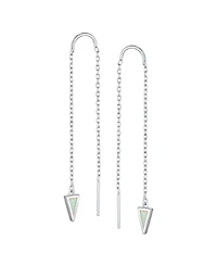 Bling Jewelry Delicate Arrow Triangle Opal Inlay Dangle Stone Earrings Sterling Silver