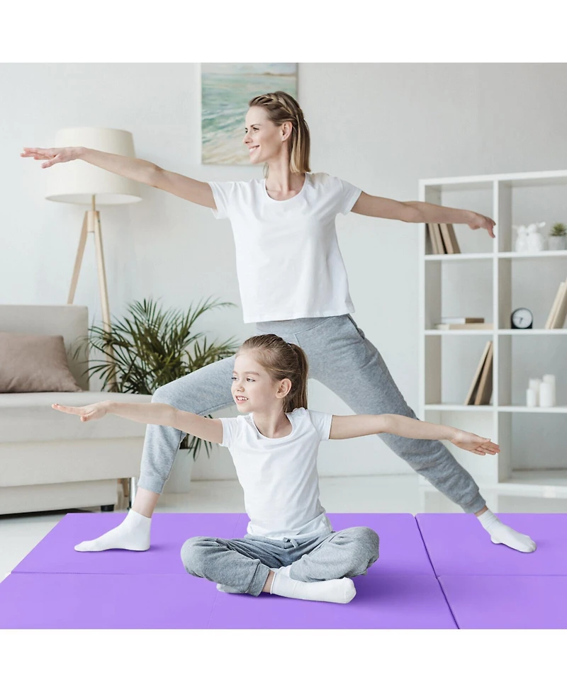 6 x 2 Ft Tri-Fold Gym Mat with Handles and Removable Zippered Cover