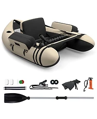Inflatable Fishing Float Tube with Pump Storage Pockets and Fish Ruler