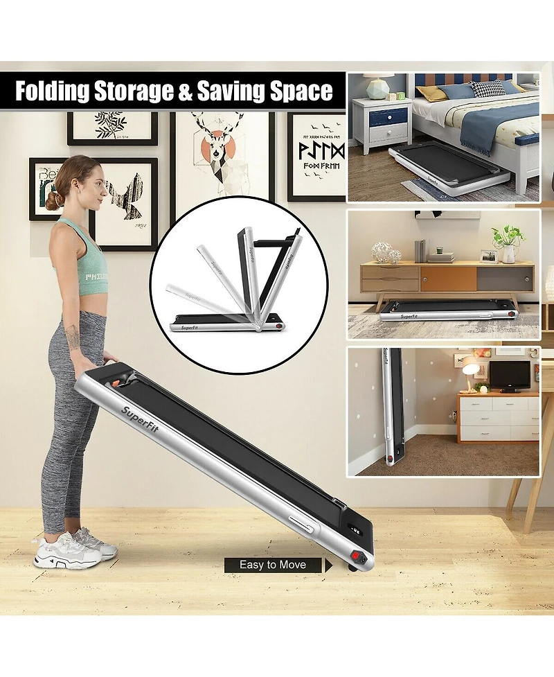 2.25 Hp 2-in-1 Folding Walking Pad Treadmill with Dual Display and App Control