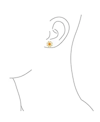 Bling Jewelry Orange Fire Opal Daisy Flower Stud Earrings 14K Gold Sterling Silver