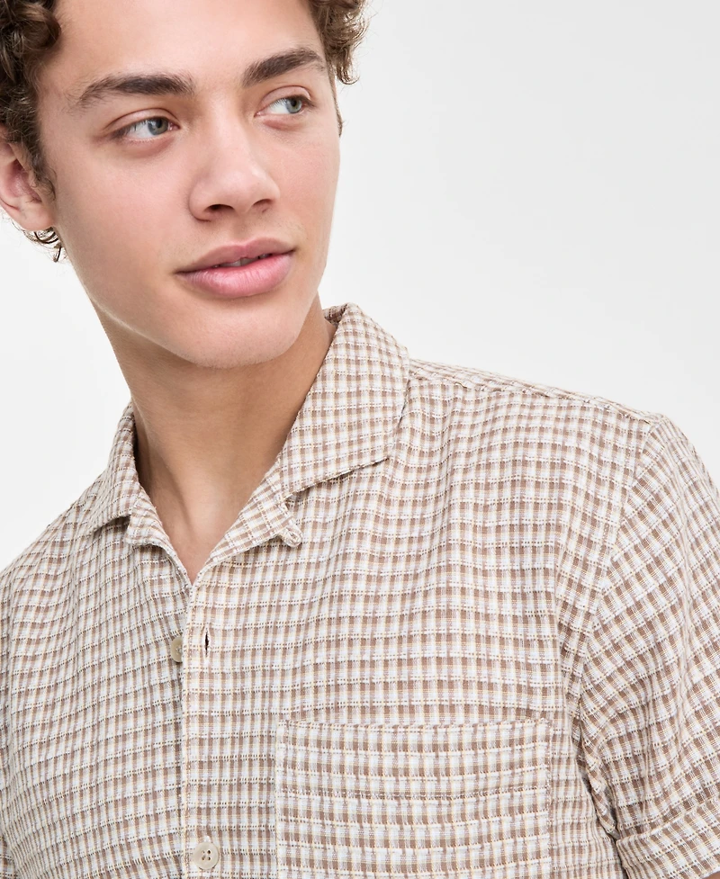 Sun + Stone Men's Hovey Textured Check Shirt, Exclusively at Macy's