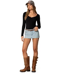 Edikted Womens Jonah Long Sleeve V Neck Bodysuit