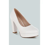 Damsor Leather Block Heel Pumps