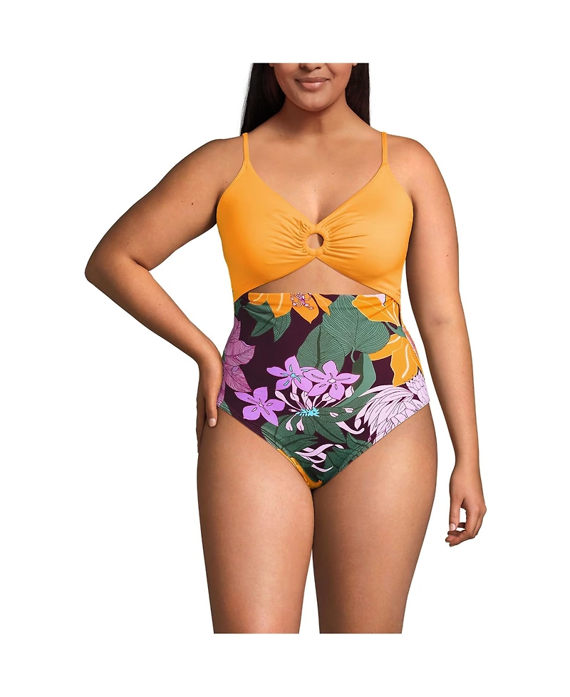 Lands' End Women's O-Ring Monokini One Piece Swimsuit