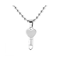 Bling Jewelry I Love You Puzzle Heart Key Pendant Necklace Couples Stainless Steel