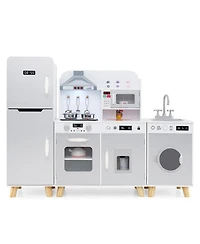 Kids 3-in-1 Kitchen Playset with Refrigerator and Washing Machine Interactive Toy for Toddlers