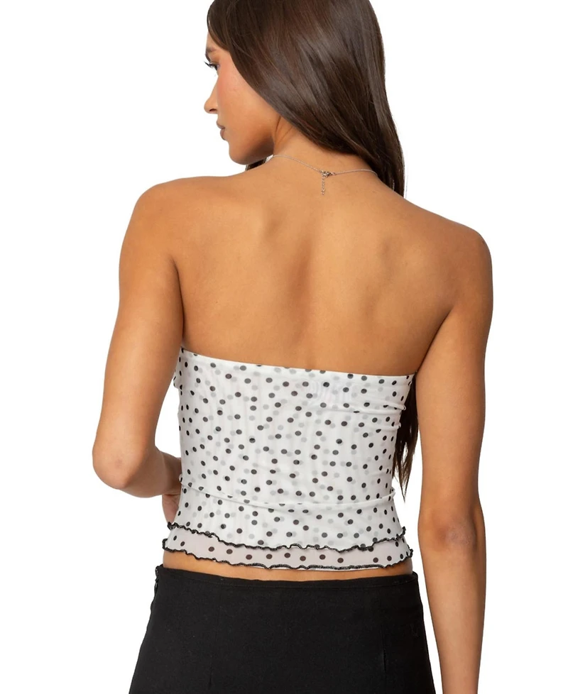 Edikted Womens Laurie Polka Dot Tube Top