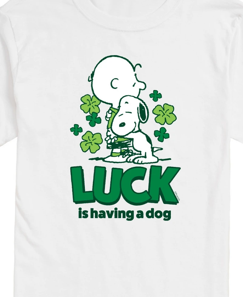Airwaves Men's Peanuts Luck Is Having a Dog Short Sleeve T-Shirt