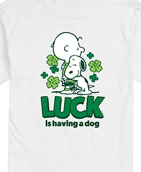 Airwaves Men's Peanuts Luck Is Having a Dog Short Sleeve T-Shirt