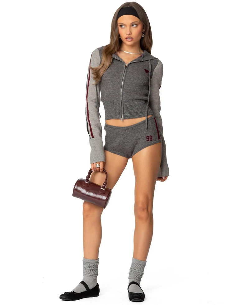 Edikted Womens Heart Knit Micro Shorts