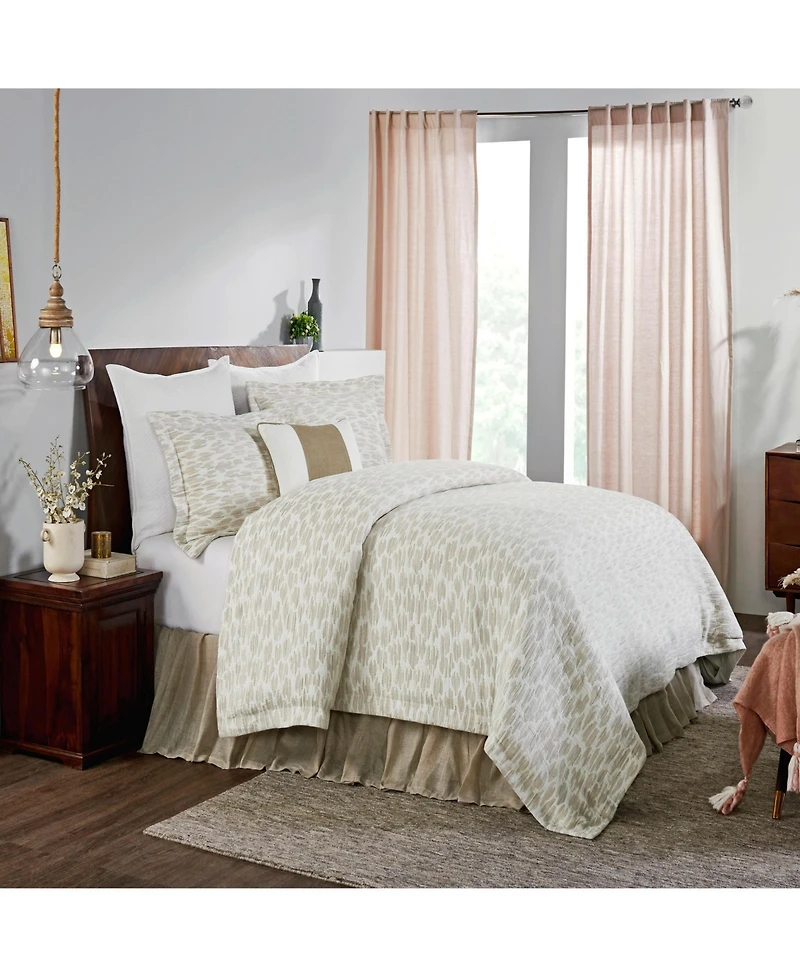 Ihi Home Edgewood Cotton Queen Duvet Cover Set/3, Natural