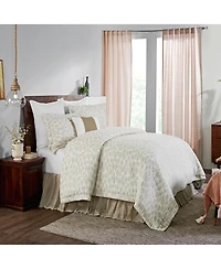 Ihi Home Edgewood Cotton Queen Duvet Cover Set/3, Natural