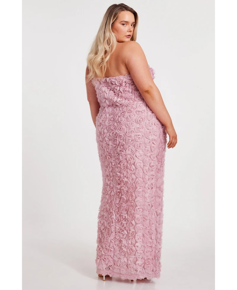 Quiz Plus Cut Out 3D Floral Maxi Dress