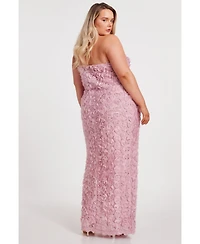 Quiz Plus Cut Out 3D Floral Maxi Dress