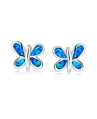 Bling Jewelry Blue Opal Butterfly Stud Earrings Sterling Silver Jewelry
