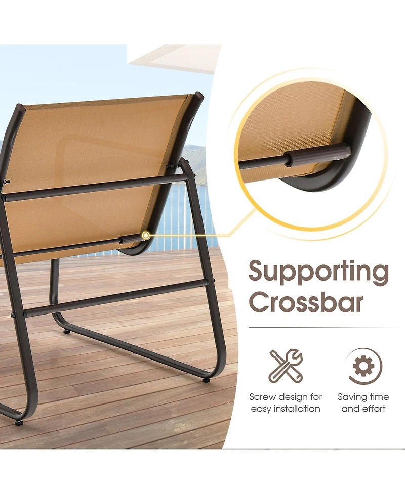 Gymax 3PCS Conversation Set Outdoor Metal Chair & Table Tempered Glass Top Patio