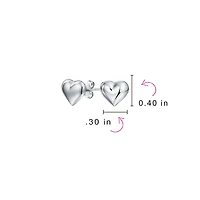 Bling Jewelry Small Heart Shaped Puffed Stud Earrings Sterling Silver 8MM
