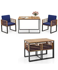 3 Pieces Outdoor Dining Set with 2 Acacia Wood Armchairs and Dining Table