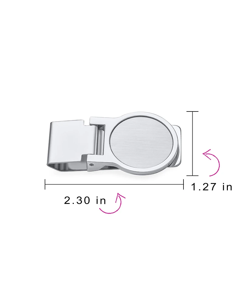 Bling Jewelry Large Round Hinged Style Money Clip Card Holder Stainless Steel