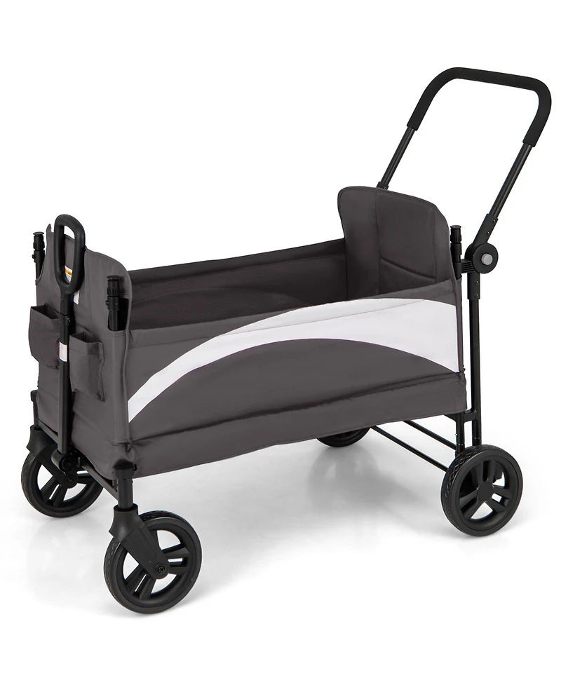 2-Seat Stroller Wagon with Adjustable Canopy and Handles Comfortable and Convenient for Toddlers